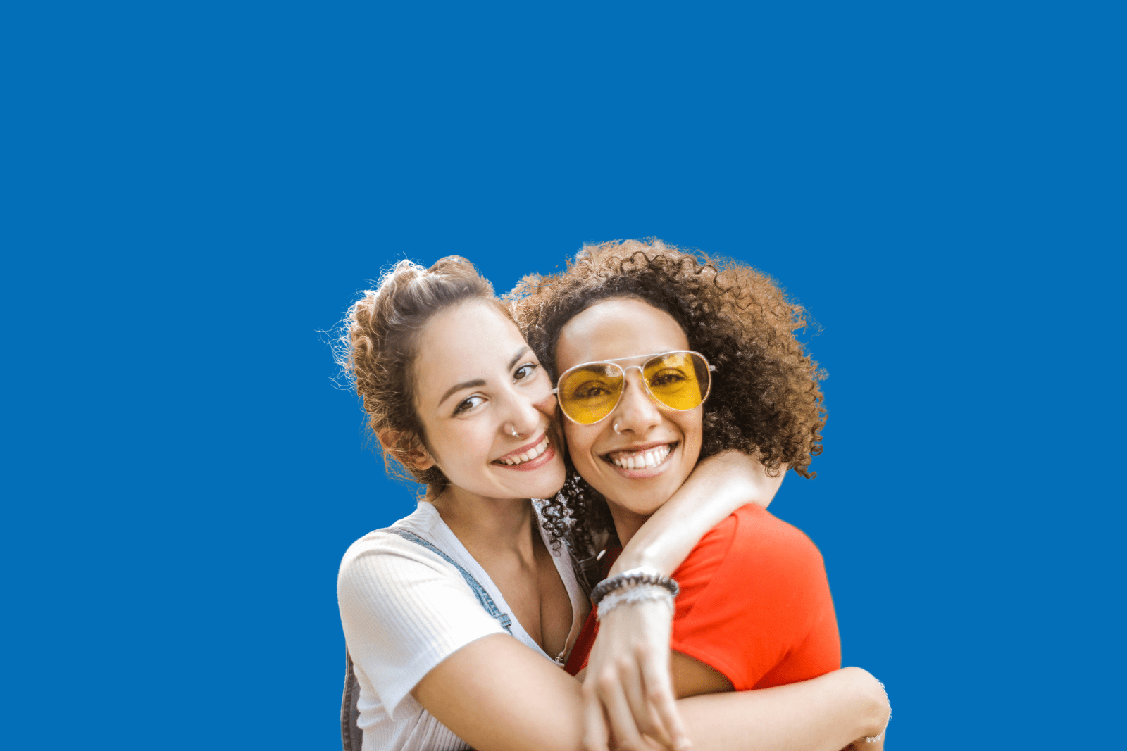 two girls hugging
