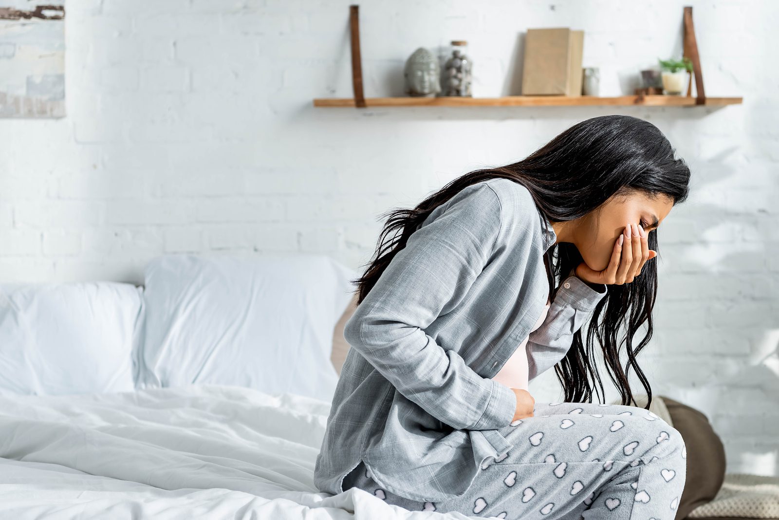 Pregnant African American Woman Having Toxicosis Vomit In Apartm
